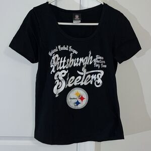 Pittsburgh Steelers Black Sexy Scoop Neck Gym Work Out Yoga 1933 SS T Shirt M